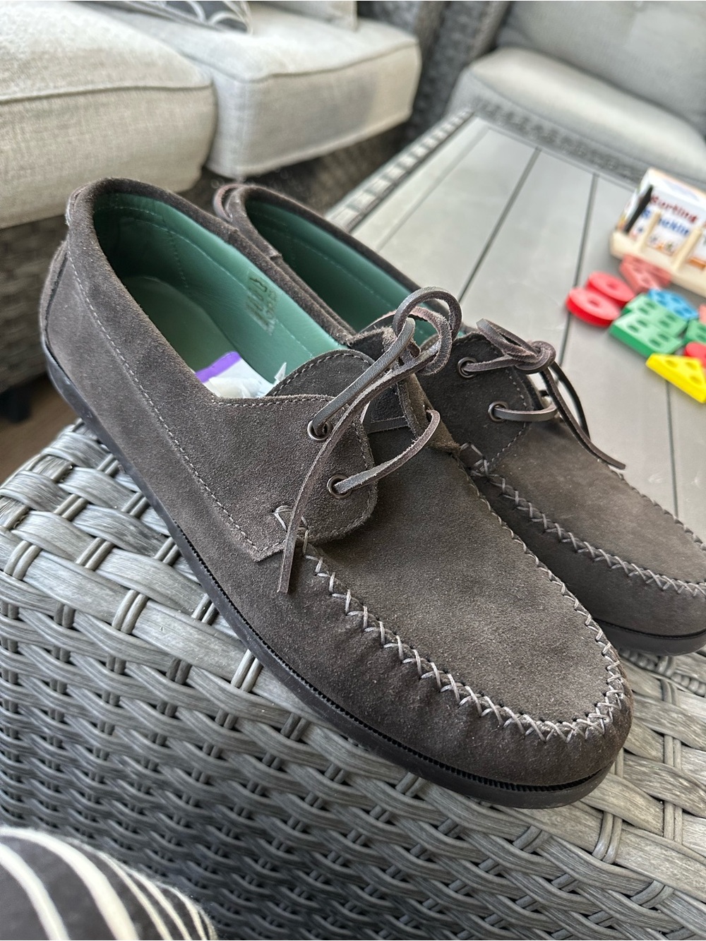 Vinny’s Men's Brown Suede Lace-Up Moc Toe Shoes